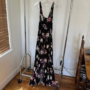 Floral Maxi Dress - Black and Purple